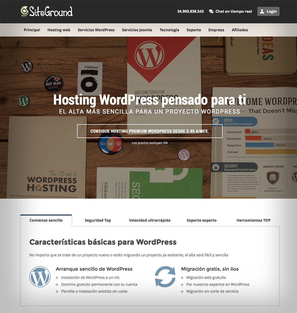 Captura Siteground WordPress