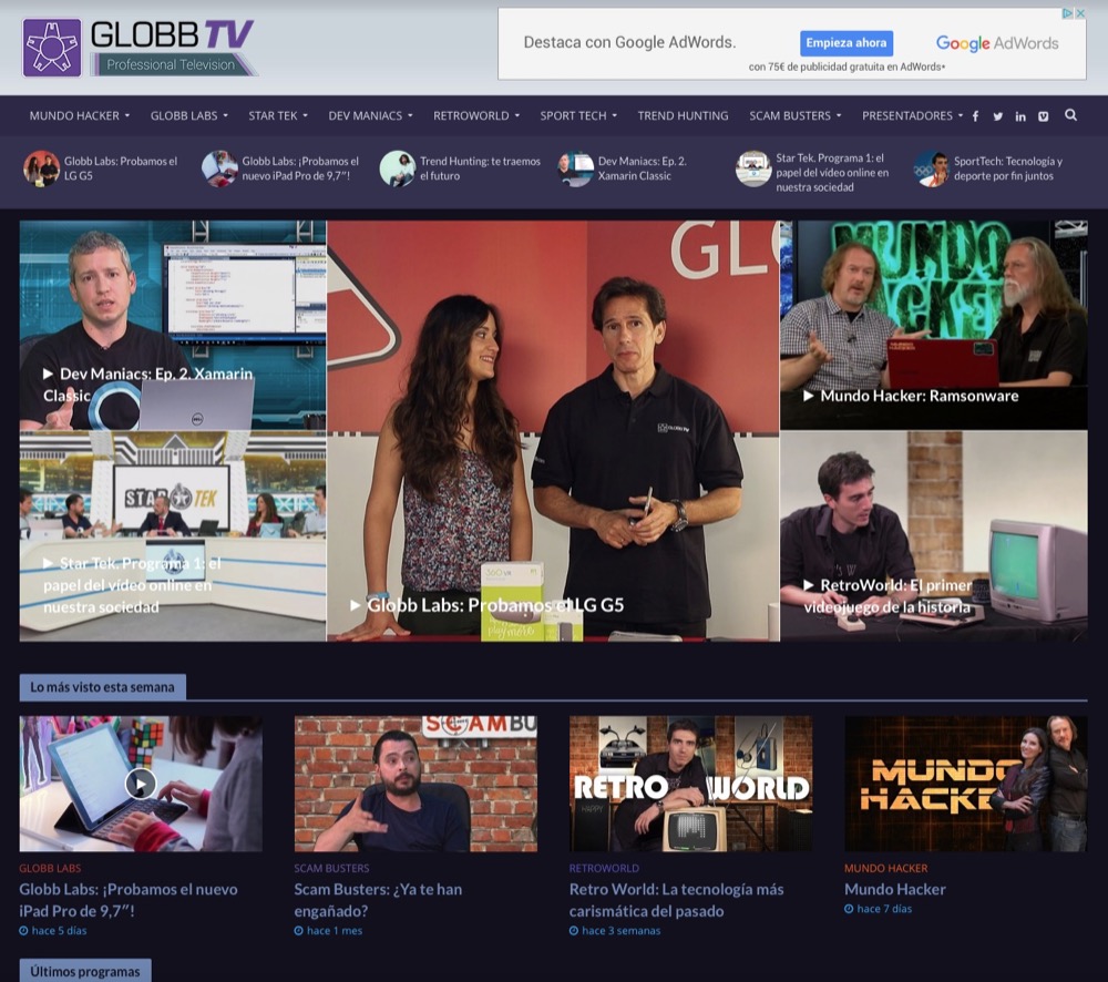 La nueva GlobbTV (globbtv.es) partirá con 9 programas exclusivos sobre tecnología.